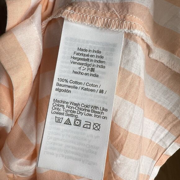 J Crew Shirt Womens XL Orange Striped Cotton Signature Fit Lightweight Preppy - Picture 5 of 9